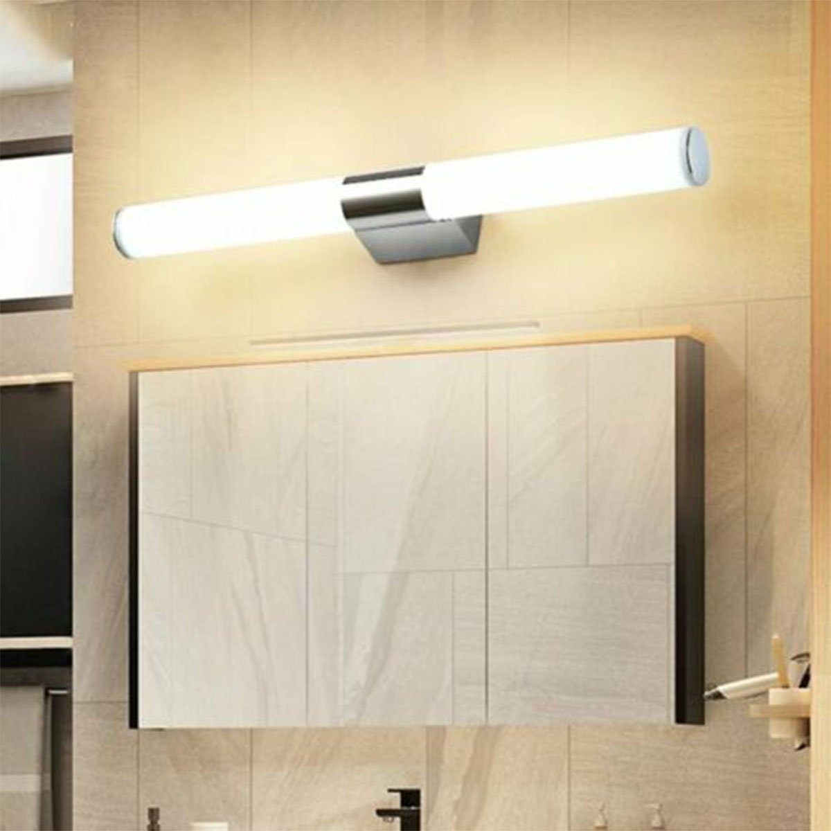 oyajia Spiegelleuchte 22W LED Spiegelleuchte, Wandleuchte Spiegel Frontleuchte Scheinwerfer, LED fest integriert, LED Wandleuchte Badezimmer Beleuchtung Schminklicht, Aufbaulampe Wand Make-up Kommode Ständer Licht