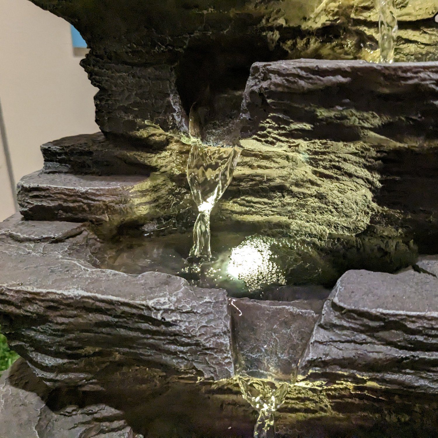 MARELIDA Gartenbrunnen Brunnen beleuchtet Wasserfall Garten Zierbrunnen Kaskadenbrunnen 39cm, 27 cm Breite