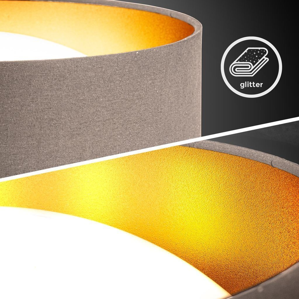 B.K.Licht Deckenleuchte LED Stoff-Deckenlampe 32cm Sternenhimmeleffekt Taupe-Gold - BKL1307, LED fest integriert, Neutralweiß, 4000K Lampe 12W 1200lm Stoffdeckenleuchte Wohnzimmer Schlafzimmer
