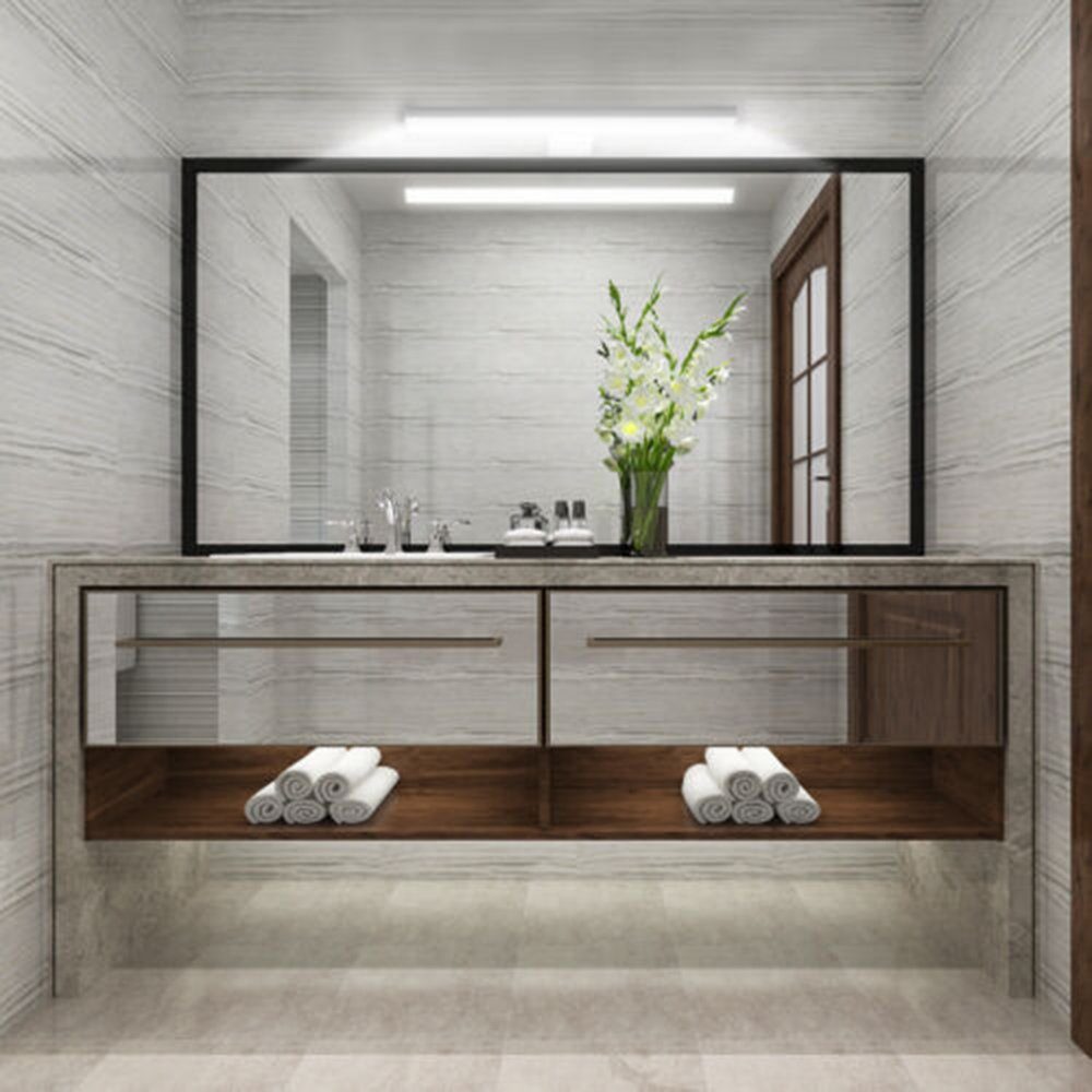 LETGOSPT Wandleuchte LED Spiegelleuchte, 30cm 60cm LED Spiegellampe, LED fest integriert, Kaltweiß, Aufbauleuchte + Klemmleuchte, Aluminium, Schminklicht, Schrank-Beleuchtung 230V 650 IP44