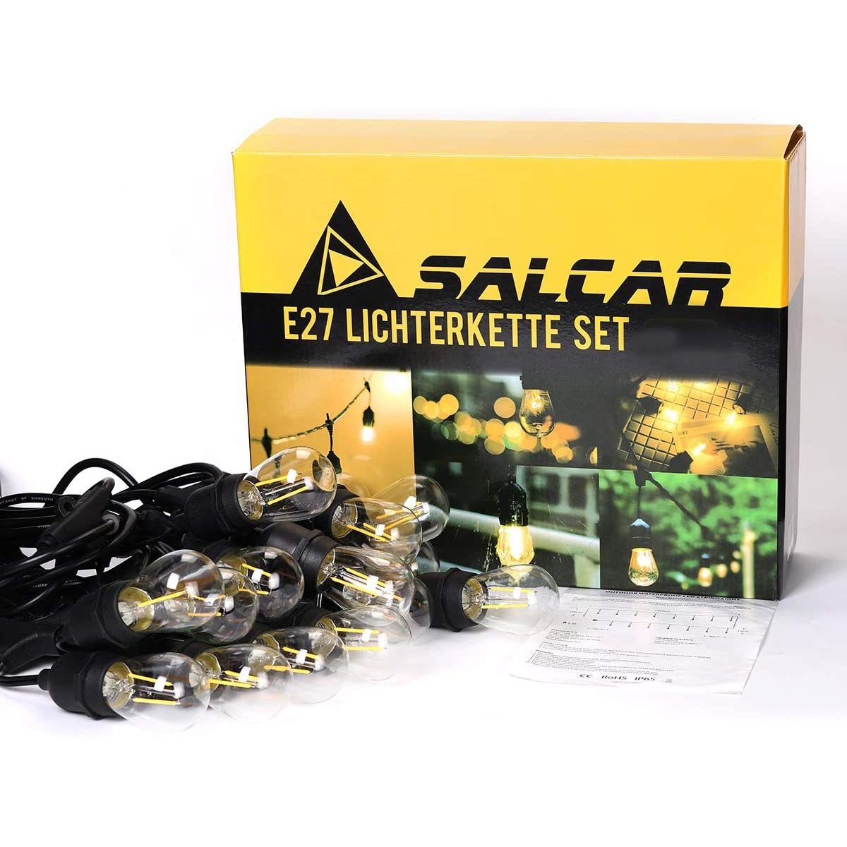 Salcar Lichterkette 10m/15m/30m LED Lichterkette Außen Beleuchtung IP65
