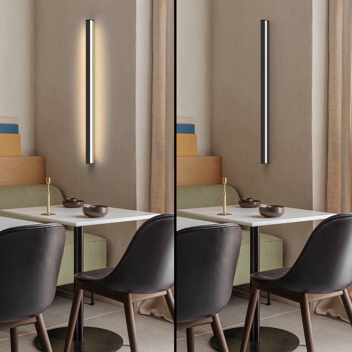 ZMH LED Wandleuchte innen Modern 27W Flur Schwarz Beleuchtung Wohn- Kinder- Schlafzimmer, LED fest integriert, 3000K warmweiß, 60CM