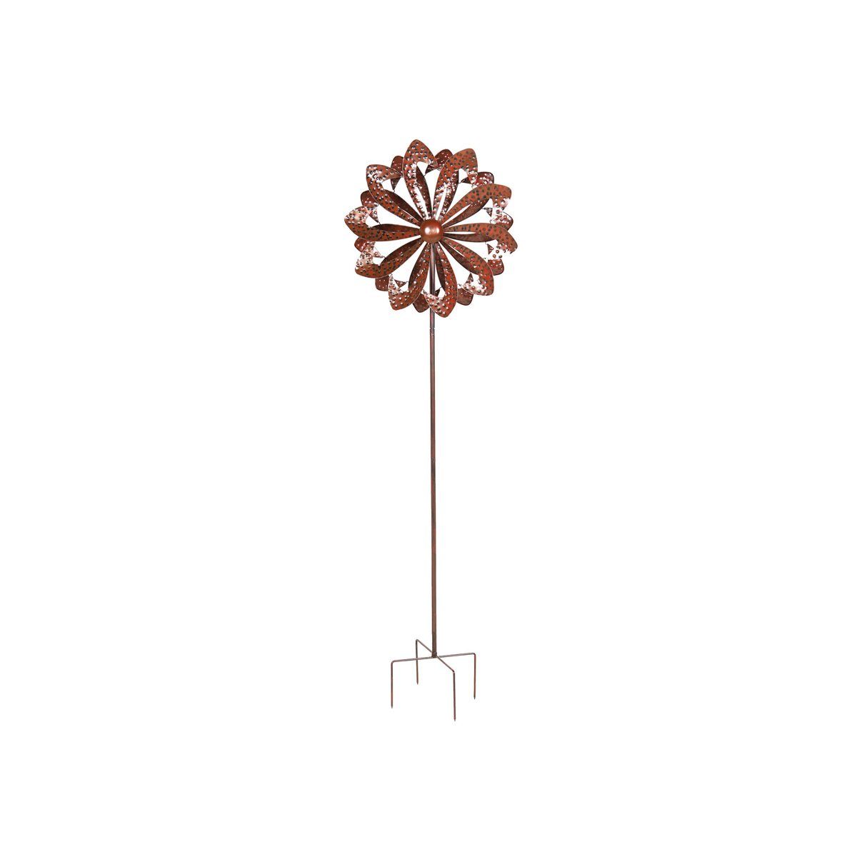 MARELIDA Deko-Windrad Doppel Windrad ANTIK Gartendeko Metall H: 140cm kupfer Windspiel (1 St)