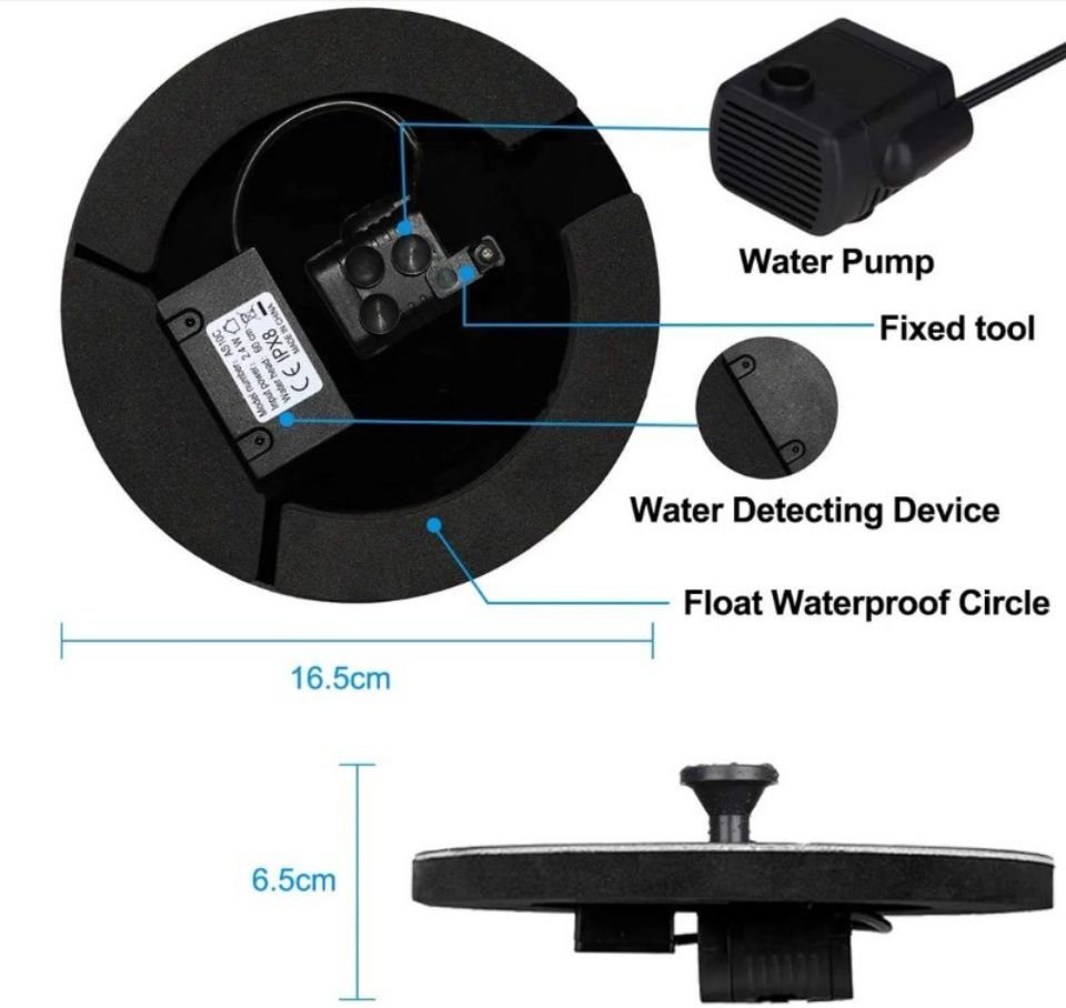 Ciskotu Gartenbrunnen Solar Springbrunnen, 1.4W Solar Teichpumpe mit 4 Effekte Gartenbrunnen